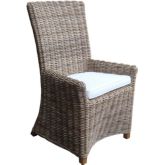 Nico Arm Chair in Kubu Grey Wicker with White Cushion